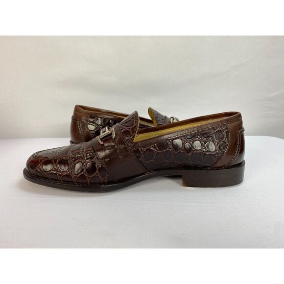 Johnston & Murphy Men’s Brown Crocodile Horsebit Loafers Size 8M - Picture 6 of 11